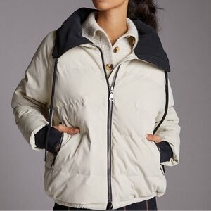 Varley Cream and Black Puffer Jacket